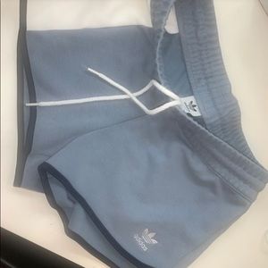 Baby blue adidas shorts